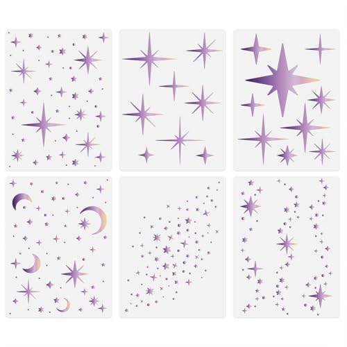 6 x Wandschablone Mit Stern Und Mondmotiv 40 x 30cm Wiederverwendbare Kunststoff Schablonen Funkelnden Sternen Zum Malen Auf Holz Wänden Böden Stoffen Stern DIY Heimdekor Oder Bastelschablonen 6 x Wandschablone Mit Stern Und Mondmotiv 40 x 30cm Wiederverwendbare Kunststoff Schablonen Funkelnden Sternen Zum Malen Auf Holz Wänden Böden Stoffen Stern DIY Heimdekor Oder Bastelschablonen von DOODLREAM
