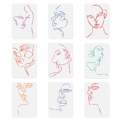 9 Stück Moderne Damen Silhouette Linien Gesichts Schablone Für Kuchenmotive Wiederverwendbare Kunststoff Schablonen Zum Bemalen von Kuchen Wänden Böden Stoffen Möbeln Und Glas 9 Stück Moderne Damen Silhouette Linien Gesichts Schablone Für Kuchenmotive Wiederverwendbare Kunststoff Schablonen Zum Bemalen von Kuchen Wänden Böden Stoffen Möbeln Und Glas von DOODLREAM