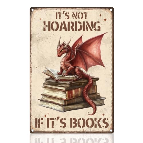 Book Dragon Bibliotheksschild It'S Not Hoarding If It'S Books Wanddekoration Metallblechschild Vintage Wandkunst Poster Zuhause Klassenzimmer Bibliothek Leseecke Schlafzimmer Bücherregal Dekor Book Dragon Bibliotheksschild It'S Not Hoarding If It'S Books Wanddekoration Metallblechschild Vintage Wandkunst Poster Zuhause Klassenzimmer Bibliothek Leseecke Schlafzimmer Bücherregal Dekor von DOODLREAM