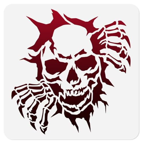 Crack Skull Halloween Schablone Zum Bemalen 30 × 30cm Wiederverwendbare Zeichenschablone Mit Skelettfinger DIY Handwerk Farbe Vorlage Für Wand Home Decor Holz Brennen Leinwand Journal Stoff Crack Skull Halloween Schablone Zum Bemalen 30 × 30cm Wiederverwendbare Zeichenschablone Mit Skelettfinger DIY Handwerk Farbe Vorlage Für Wand Home Decor Holz Brennen Leinwand Journal Stoff von DOODLREAM