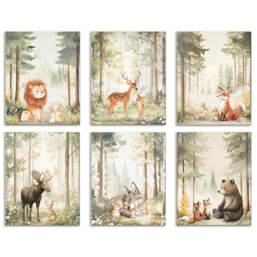 DOODLREAM 6 Packung Aquarell Wandkunst Mit Waldtieren Ungerahmt Wasserdicht Leinwandbild 20 x 25cm Fuchs Bär Hirsch Kaninchen Wolf Löwe Leinwand Wandposter Für Wohnzimmer Kinderzimmer Kindergarten DOODLREAM 6 Packung Aquarell Wandkunst Mit Waldtieren Ungerahmt Wasserdicht Leinwandbild 20 x 25cm Fuchs Bär Hirsch Kaninchen Wolf Löwe Leinwand Wandposter Für Wohnzimmer Kinderzimmer Kindergarten von DOODLREAM