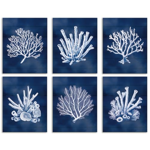 DOODLREAM 6 Packung Korallen Wandkunst Ungerahmt Wasserfest Leinwand 20 x 25cm Ocean Marineblau Küsten Leinwand Wand Poster Für Strand Badezimmer Home Office Decor DOODLREAM 6 Packung Korallen Wandkunst Ungerahmt Wasserfest Leinwand 20 x 25cm Ocean Marineblau Küsten Leinwand Wand Poster Für Strand Badezimmer Home Office Decor von DOODLREAM