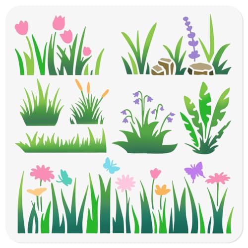 DOODLREAM 8 Stile Gras Blumenbüsche Schablone Zum Malen 30 × 30cm Wiederverwendbare Zeichenschablone Für Pflanzen DIY Handwerk Farbe Vorlage Für Wand Home Decor Holz Brennen Karte Journal Stoff DOODLREAM 8 Stile Gras Blumenbüsche Schablone Zum Malen 30 × 30cm Wiederverwendbare Zeichenschablone Für Pflanzen DIY Handwerk Farbe Vorlage Für Wand Home Decor Holz Brennen Karte Journal Stoff von DOODLREAM