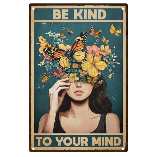 DOODLREAM Blechschild Sei Nett zu Deinem Geist Vintage Blechschild Inspirierend Retro Kunstplakat für Home Büro, Cafe Bar Wanddeko 20 x 30cm DOODLREAM Blechschild Sei Nett zu Deinem Geist Vintage Blechschild Inspirierend Retro Kunstplakat für Home Büro, Cafe Bar Wanddeko 20 x 30cm von DOODLREAM