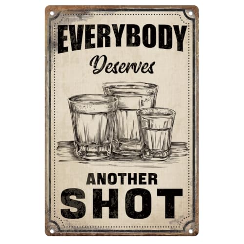 DOODLREAM Blechschild Vintage Metall Bar Jeder Verdient Eine Zweite Chance Humorvoll Retro Bier Wandkunst Poster für BarMännerhöhle Cafe Home Wanddeko 20 x 30cm von DOODLREAM