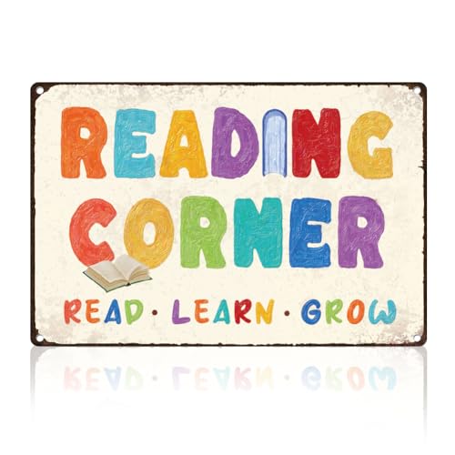 DOODLREAM Buntes Reading Corner Blechschild Retro Metall Wanddekoration 20 x 30 cm Read Learn Grow Vintage Wandkunst Poster für Bibliothek Kindergarten Kinderzimmer Zimmer Dekoration Geschenk DOODLREAM Buntes Reading Corner Blechschild Retro Metall Wanddekoration 20 x 30 cm Read Learn Grow Vintage Wandkunst Poster für Bibliothek Kindergarten Kinderzimmer Zimmer Dekoration Geschenk von DOODLREAM