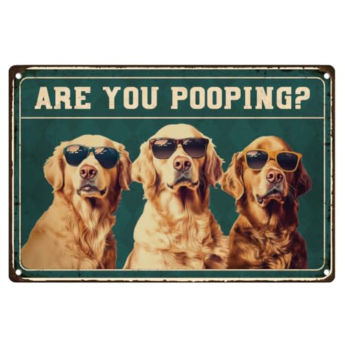 DOODLREAM Golden Retriever Blechschild Mit Aufschrift Are You Pooping für Das Badezimmer Lustiges Wandschild Vintage Metallblechschild für Wanddekoration Badezimmer Wandschild Geschenk 20 x 30cm DOODLREAM Golden Retriever Blechschild Mit Aufschrift Are You Pooping für Das Badezimmer Lustiges Wandschild Vintage Metallblechschild für Wanddekoration Badezimmer Wandschild Geschenk 20 x 30cm von DOODLREAM
