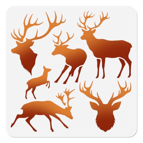 DOODLREAM Hirsch Schablone zum Malen Elch Schablone Zeichenvorlage Wildtier Tier DIY Bastel Malvorlage für Wand und Heimdekoration Holzbrennkarte Tagebuch Leinwand 30 × 30 cm DOODLREAM Hirsch Schablone zum Malen Elch Schablone Zeichenvorlage Wildtier Tier DIY Bastel Malvorlage für Wand und Heimdekoration Holzbrennkarte Tagebuch Leinwand 30 × 30 cm von DOODLREAM