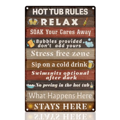 DOODLREAM Lustiges Badezimmer Regeln Retro Wanddekor Metall Blechschild 20x30cm Whirlpool Pool Terrassen Regeln Vintage Wandkunst Poster Für Badezimmer Toilette Männerhöhle Zuhause Club von DOODLREAM