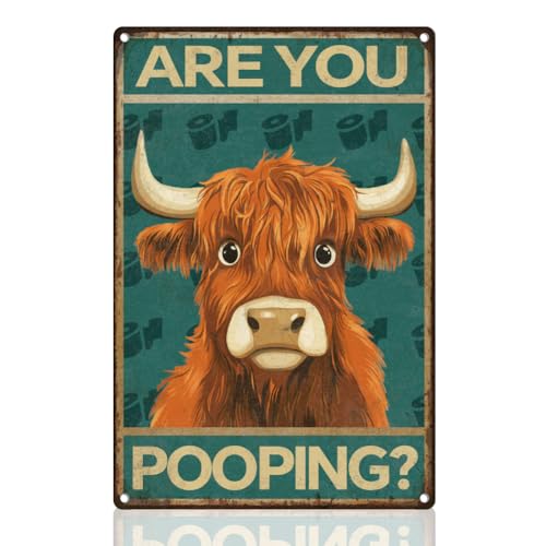 DOODLREAM Lustiges Badezimmerschild Mit Hochlandkuh Motiv Wanddekoration „Are You Pooping“ Metallblechschild Vintage Poster Für Zuhause Büro Badezimmer Duschzimmer Wanddekoration Geschenk 30 x 20 cm DOODLREAM Lustiges Badezimmerschild Mit Hochlandkuh Motiv Wanddekoration „Are You Pooping“ Metallblechschild Vintage Poster Für Zuhause Büro Badezimmer Duschzimmer Wanddekoration Geschenk 30 x 20 cm von DOODLREAM