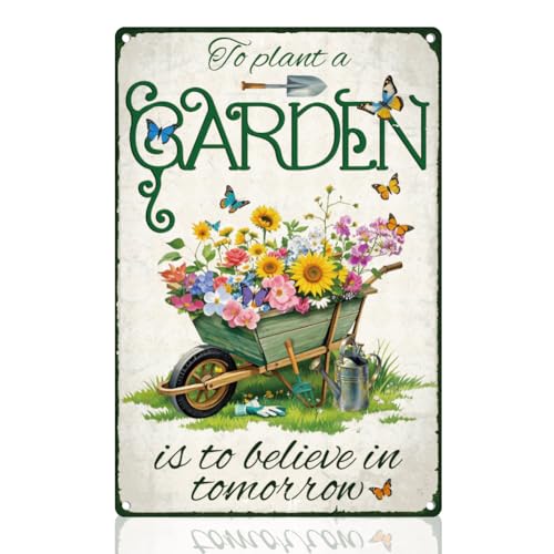 Metallschild „Gartenpflanze“ Retro Wanddekoration To Plant A Garden Is To Believe In Tomorrow“ Vintage Wandkunst Poster Zuhause Innenhof Gewächshaus Hofdekoration Garten von DOODLREAM