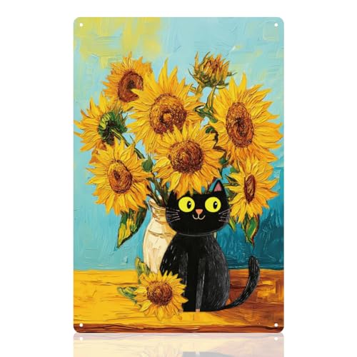 DOODLREAM Metallschild Mit Sonnenblume Und Süßer Schwarzer Katze Wanddekoration Vintage Metall Blechposter Für Zuhause Schlafzimmer Wohnzimmer Wohnheim Dekor Geschenk 20 x 30cm DOODLREAM Metallschild Mit Sonnenblume Und Süßer Schwarzer Katze Wanddekoration Vintage Metall Blechposter Für Zuhause Schlafzimmer Wohnzimmer Wohnheim Dekor Geschenk 20 x 30cm von DOODLREAM