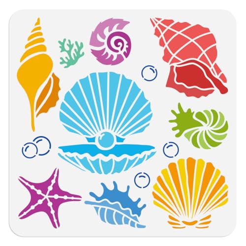 DOODLREAM Muschel Conch Schablone Zum Malen 30 x 30cm Wiederverwendbare Zeichenschablone Aus Kunststoff Mit Sommer Ozean Tieren DIY Bastelfarbe Vorlage Wand Home Decor Holz Brennendes Journal DOODLREAM Muschel Conch Schablone Zum Malen 30 x 30cm Wiederverwendbare Zeichenschablone Aus Kunststoff Mit Sommer Ozean Tieren DIY Bastelfarbe Vorlage Wand Home Decor Holz Brennendes Journal von DOODLREAM