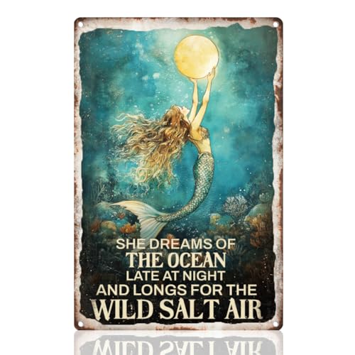 DOODLREAM Ozean Meerjungfrau Hält Den Mond Schild Wanddekoration She Dreams Of The Ocean Late At Night Metallblechschild Vintage Poster Für Zuhause Küche Büro Badezimmer Bar Wanddekoration Geschenk DOODLREAM Ozean Meerjungfrau Hält Den Mond Schild Wanddekoration She Dreams Of The Ocean Late At Night Metallblechschild Vintage Poster Für Zuhause Küche Büro Badezimmer Bar Wanddekoration Geschenk von DOODLREAM