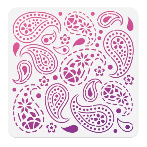DOODLREAM Paisley Schablone zum Malen Santorini Schablone Zeichenvorlage Western Malvorlage zum Selbermachen Basteln Malen für Wand Heimdekoration Holz Brennen Karte Tagebuch Leinwand 30 × 30 cm von DOODLREAM