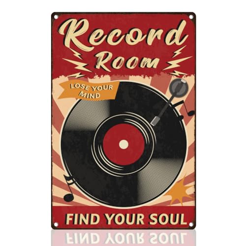 DOODLREAM Plattenraum Blechschild Retro Metall Wanddekoration 20 x 30cm Vinyl Schallplatten Musik Wandkunst Poster Für Zuhause Kaffee Cafés Badezimmer Galerie Männerhöhle Büro Clubs Dekor Geschenk von DOODLREAM