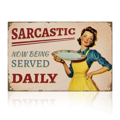 DOODLREAM Vintage Metall Blechschild Sarkasmus Wird Jetzt Täglich Serviert Lustiges Vintage Café Dekor Wanddekoration Für Zuhause Büro Küche Bar 20 x 30cm von DOODLREAM