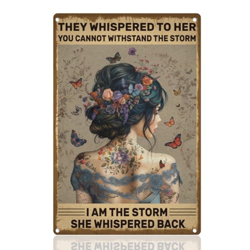 Doodlearm Tattoo Frauen Blechschild Mit Inspirierendem Zitat Motivierend Retro Metall Wanddekoration 20x30 cm I Am The Storm Wandkunst Poster für Schlafzimmer Büro Café Club Bar Dekor Geschenk Doodlearm Tattoo Frauen Blechschild Mit Inspirierendem Zitat Motivierend Retro Metall Wanddekoration 20x30 cm I Am The Storm Wandkunst Poster für Schlafzimmer Büro Café Club Bar Dekor Geschenk von DOODLREAM