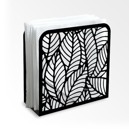Doodlream Morden Leaf Dekorativer Serviettenhalter Aus Schwarzem Metall Für Den Tisch Serviettenhalter Stehend 12 x 12 x 5cm Für Zuhause Küche Restaurant Picknick Party Kaffeebar Esszimmer von DOODLREAM
