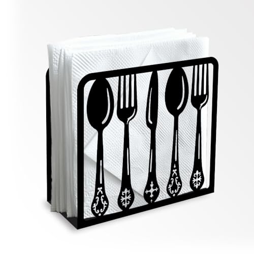 Doodlream Tableware Dekorativer Serviettenhalter Aus Schwarzem Metall Für Den Tisch Serviettenhalter Stehend 12 x 12 x 5cm Für Zuhause Küche Restaurant Picknick Party Kaffeebar Esszimmer von DOODLREAM
