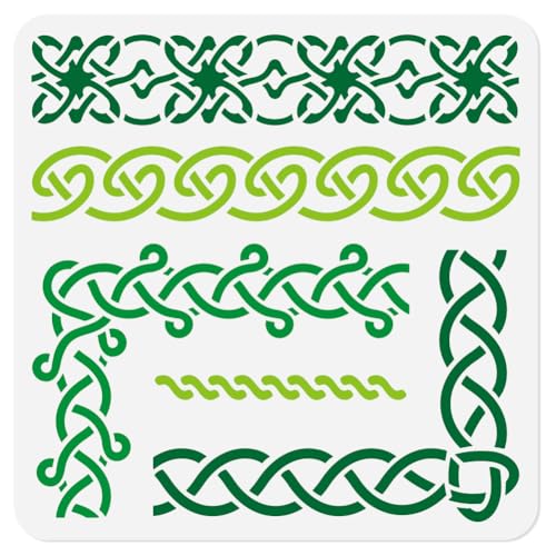 Keltische Knoten Randschablone Malen 30 x 30cm Wiederverwendbare Zeichenschablone Aus Kunststoff Traditionell Irischer Stil DIY Handwerk Farbe Vorlage Wand Home Decor Holz Brennen Karte Journal von DOODLREAM