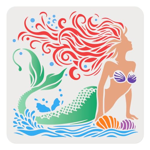 Meerjungfrau Schablone Zum Malen 30 x 30cm Kunststoff Schablone Mit Meerestieren DIY Handwerk Farbe Vorlage Für Wand Home Decor Holz Brennen Leinwand Stoff Journal Papier Meerjungfrau Schablone Zum Malen 30 x 30cm Kunststoff Schablone Mit Meerestieren DIY Handwerk Farbe Vorlage Für Wand Home Decor Holz Brennen Leinwand Stoff Journal Papier von DOODLREAM