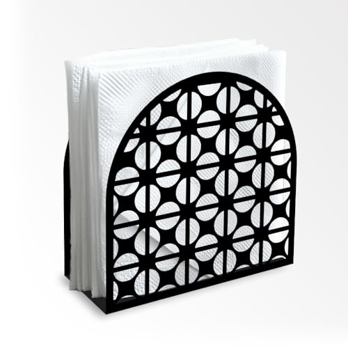 Moderner Geometrischer Runder Dekorativer Serviettenhalter Aus Schwarzem Metall Für Den Tisch Serviettenhalter Stehend 12 x 12 x 5cm Zuhause Küche Restaurant Picknick Party Kaffeebar Esszimmer von DOODLREAM