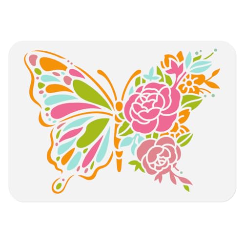 Schmetterling Blumen Wandschablone Zum Malen 29.7 x 21cm Große Wiederverwendbare Schablone Schmetterling Und Rose Holzbrennen Malvorlage DIY Bastelkunst Schablone Auf Stoff Leinwand Möbel Schmetterling Blumen Wandschablone Zum Malen 29.7 x 21cm Große Wiederverwendbare Schablone Schmetterling Und Rose Holzbrennen Malvorlage DIY Bastelkunst Schablone Auf Stoff Leinwand Möbel von DOODLREAM