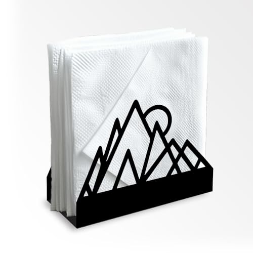Serviettenhalter Mit Geometrischen Bergen Dekorativ Schwarz Metall Für Den Tisch Serviettenhalter Stehend 12 x 12 x 5cm Für Zuhause Küche Restaurant Picknick Party Kaffeebar Esszimmer von DOODLREAM