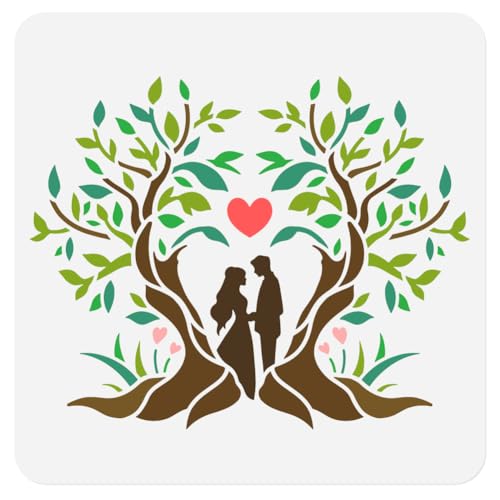 Wandschablone Zum Malen Mit Valentinstagsmotiv Motiv: Liebhaber Und Herzbaum 1 Stück 30 x 30cm Wiederverwendbare Schablone Zum Holzbrennen Malvorlage DIY Bastelkunst Schablone Auf Leinwand Möbel Wandschablone Zum Malen Mit Valentinstagsmotiv Motiv: Liebhaber Und Herzbaum 1 Stück 30 x 30cm Wiederverwendbare Schablone Zum Holzbrennen Malvorlage DIY Bastelkunst Schablone Auf Leinwand Möbel von DOODLREAM