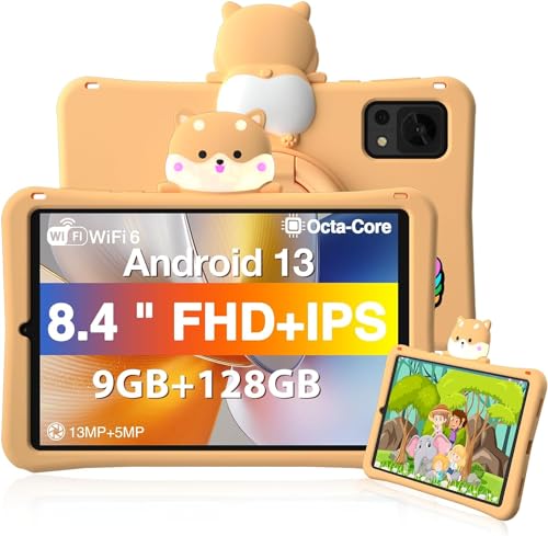 DOOGEE T20 Mini Kid [2024] 8.4 Zoll Kinder Tablet mit hülle 128GB ROM(TF 1TB) + 9GB RAM Android Tablet für Kinder 1920x1200 FHD+TÜV,Tablet PC Dual 4G+5GWiFi /5060mAh /BT5.0 /Widevine L1 /Face ID /13MP von DOOGEE