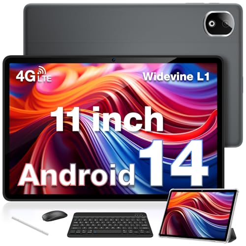 DOOGEE T30E Android 14 Tablet 11 Zoll, Tablet mit Tastatur +Case+ Stift + Maus, 9GB RAM +128GB ROM (1TB TF), 8000mAh, Tablet LTE, 13MP Kamera, Octa-Core, 4G Dual SIM Android Tablet/OTG/GPS/Widevine L1 von DOOGEE