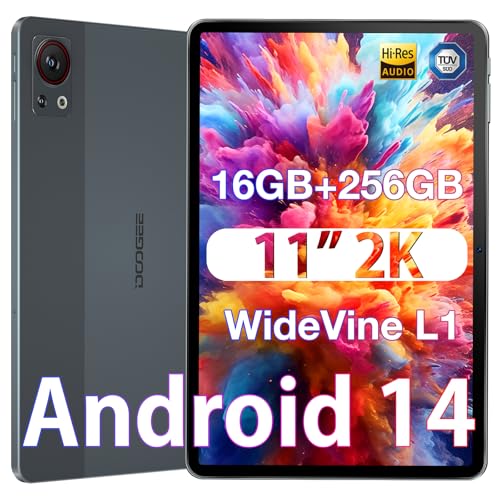 DOOGEE T30S Tablet Android 14, 11 Zoll 2,4 K, 16 GB RAM + 256 GB ROM/TF 1 TB Touchscreen, Tablet mit SIM-Karte/13 MP + 8 MP/Akku 8580 mAh/Widevine L1, Grau von DOOGEE