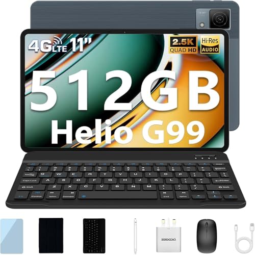 DOOGEE T40 Tablet mit Tastatur und Stift Android 14 Tablet 11 Zoll Helio G99, 20GB RAM+512GB ROM(2TB TF), 2.5K Display Gaming Tablets LTE, 8580mAh Akku, 16MP, Drawing Tablets mit SIM Karte von DOOGEE