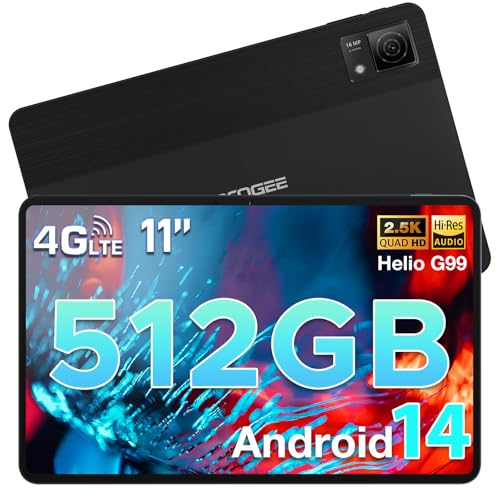 DOOGEE T40 Tablet 11 Zoll Android 14 Tablet Helio G99,20GB RAM 512GB ROM(2TB TF), 2.5K Display Gaming Tablet PC,16MP+8MP, 8580mAh Akku, Drawing Tablet LTE 4G Dual SIM/Face ID/TÜV/GPS/Widevine L1 von DOOGEE