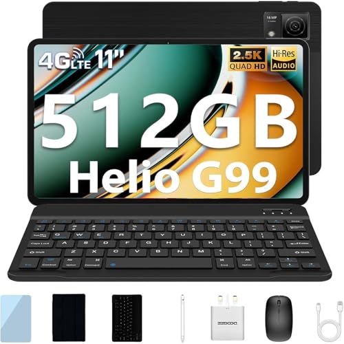 DOOGEE T40 Tablet mit Tastatur und Stift Android 14 Tablet 11 Zoll Helio G99, 20GB RAM+512GB ROM(2TB TF), 2.5K Display Gaming Tablets LTE, 8580mAh Akku, 16MP, Drawing Tablets mit SIM Karte von DOOGEE