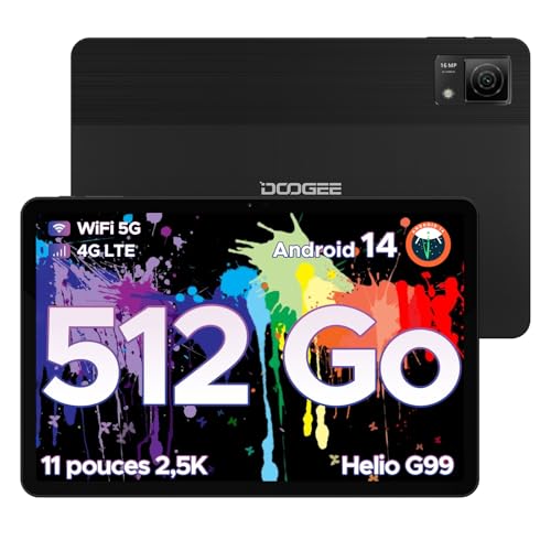 DOOGEE T40 Tablet mit Touchscreen, 8580 mAh 20 RAM + 512 GB ROM (TF 2TB), 11 Zoll 2,5 K Android 14 Helio G99/Octa Core, 18 MP Face ID/Dual 4G LTE/OTG/GPS von DOOGEE