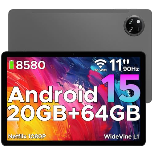 DOOGEE Tab A9+ Android 15 Tablet 11 Zoll, Unisoc T7200 Octa-Core 8580mAh Gaming Tablet Android 20GB RAM+64GB ROM(TF 2TB), WiFi5 Tablets PC, 90Hz-Netflix 1080P, WidevineL1/Face ID/OTG/GPS/Dual Speaker von DOOGEE