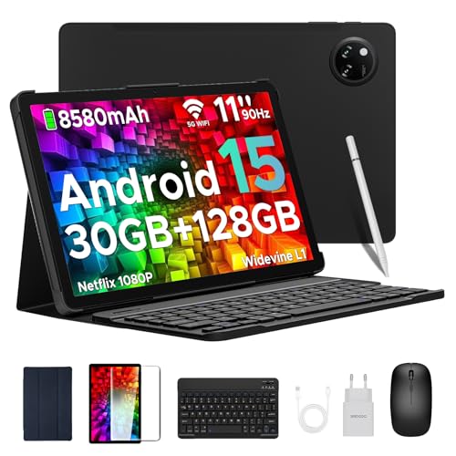 DOOGEE Tab A9 Pro+ Android 15 Tablet mit Tastatur 30GB RAM + 128GB ROM(2TB TF) Widevine L1 Gaming Tablets, 8580mAh, Unisoc T7200 Octa Core, 13MP+5MP, Tablet 11 Zoll mit Maus, Stift, Hülle, Schutzfolie von DOOGEE
