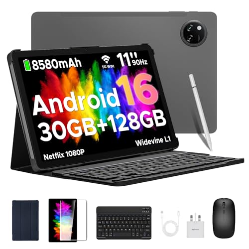 DOOGEE Tab A9 Pro+ Android 16 Tablet mit Tastatur 30GB RAM + 128GB ROM(2TB TF) Widevine L1 Gaming Tablets, 8580mAh, Unisoc T7200 Octa Core, 13MP+5MP, Tablet 11 Zoll mit Maus, Stift, Hülle, Schutzfolie von DOOGEE
