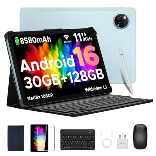 DOOGEE Tab A9 Pro+ Android 16 Tablet mit Tastatur 30GB RAM + 128GB ROM(2TB TF) Widevine L1 Gaming Tablets, 8580mAh, Unisoc T7200 Octa Core, 13MP+5MP, Tablet 11 Zoll mit Maus, Stift, Hülle, Schutzfolie von DOOGEE