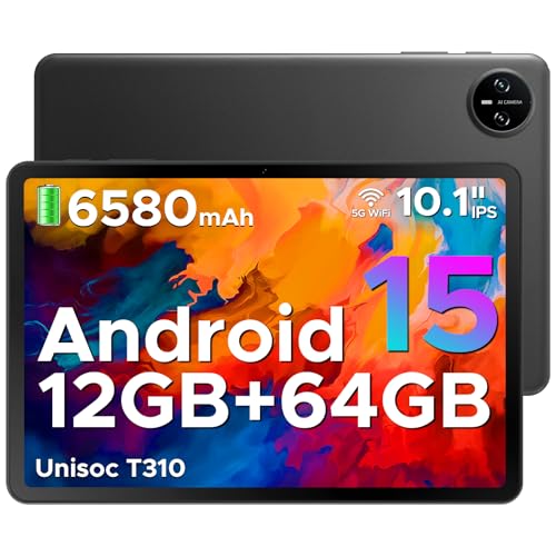 DOOGEE Tab A9 Tablet 10 Zoll Android 15, 12GB RAM+64GB ROM(TF 2TB) Gaming Tablet, 6580mAh, Unisoc T310, Dual Speaker, 5G WiFi, 8MP Kamera, Type-C, GMS, Bluetooth 5.0, Face ID, 3.5mm Kopfhöreranschluss von DOOGEE