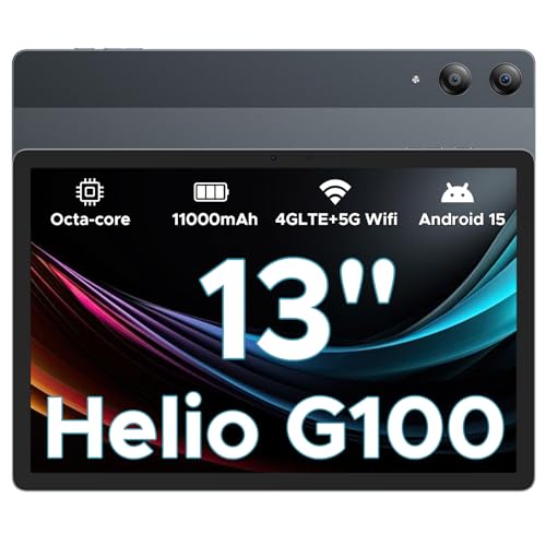 DOOGEE Tab E3 Pro Android 15 Tablet 13 Zoll FHD+ Helio G100 Octa-Core 32GB RAM+256GB ROM (2TB TF) 11000mAh Akku Tablet mit SIM Card Slot 13MP+8MP WidevineL1/ Dual 4G LTE + 5G WiFi/Face ID/OTG/GPS von DOOGEE