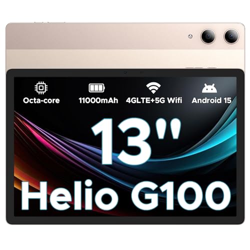 DOOGEE Tab E3 Pro Android 15 Tablet 13 Zoll FHD+ Helio G100 Octa-Core 32GB RAM+256GB ROM (2TB TF) 11000mAh Akku Tablet mit SIM Card Slot 13MP+8MP WidevineL1/ Dual 4G LTE + 5G WiFi/Face ID/OTG/GPS von DOOGEE