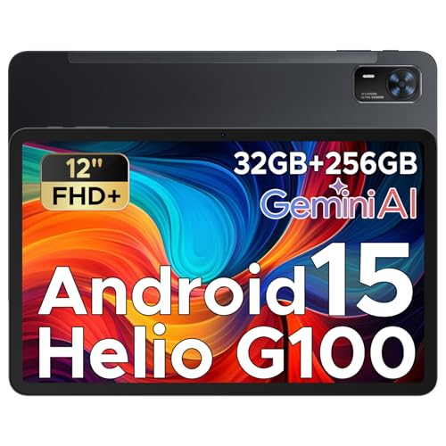 DOOGEE Tab E3+ Android 15 AI Tablet 12 Zoll, Helio G100 Octa Core, 32GB RAM+256GB ROM/2TB, 90Hz FHD+ 8800mAh Gaming Tablet mit SIM Card Slot, Gemini AI, Tablets Dual 4G LTE+5G WiFi, Quad-Lautsprecher von DOOGEE
