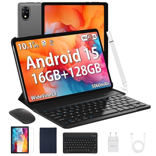 DOOGEE U10 Android 15 Tablet 10 Zoll, 16GB RAM+128GB ROM(2TB TF) Tablet mit Tastatur, WiFi 6 Gaming Tablets Widevine L1, 8MP+5MP, 5060mAh, Kinder Tablets mit Stift, Tastatur, Maus, Hülle, Schutzfolie von DOOGEE