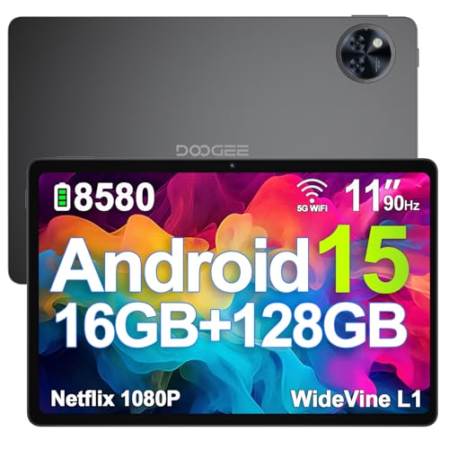 DOOGEE U11 Android 15 Tablet 11 Zoll 16GB RAM +128GB ROM (2TB TF) 8580mAh Gaming Tablet Android, 13MP+5MP, Octa-Core Tablets PC 2.4G+5G WLAN GMS/ WidevineL1/ 3.5mm Audio/GPS/Face ID/OTG [2025] von DOOGEE