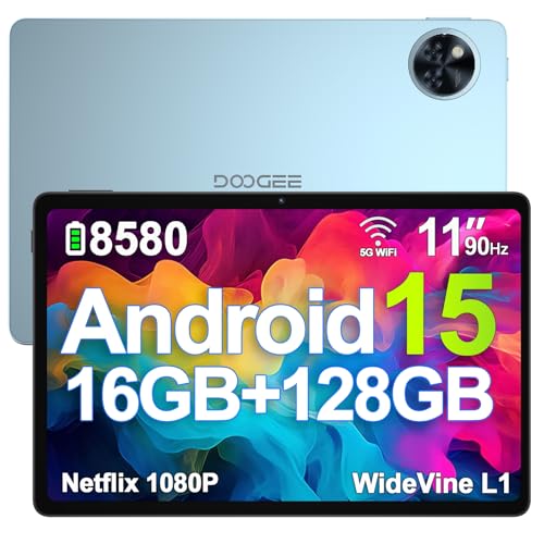 DOOGEE U11 Android 15 Tablet 11 Zoll 16GB RAM +128GB ROM (2TB TF) 8580mAh Gaming Tablet Android, 13MP+5MP, Octa-Core Tablets PC 2.4G+5G WLAN GMS/ WidevineL1/ 3.5mm Audio/GPS/Face ID/OTG [2025] von DOOGEE