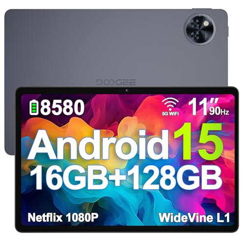 DOOGEE U11 Android 15 Tablet 11 Zoll 16GB RAM +128GB ROM (2TB TF) 8580mAh Gaming Tablet Android, 13MP+5MP, Octa-Core Tablet PC 2.4G+5G WLAN GMS/ WidevineL1/ 3.5mm Audio/GPS/Face ID/OTG [2025] von DOOGEE