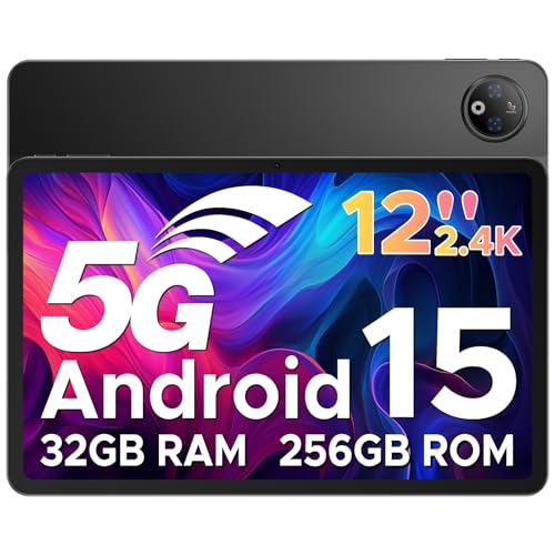 DOOGEE V Pad 5G Tablet 12 Zoll Android 15 Mediatek Dimensity 7050 Tablet 5G SIM Fähig 32GB RAM + 256GB ROM(2TB TF) 8800mAh 2.4K 90Hz Display Gaming Tablets mit SIM Card Slot, WiFi 6 Face ID/OTG/GPS von DOOGEE